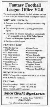 1990 magazine ad for Fantasy Football League Office V2.0